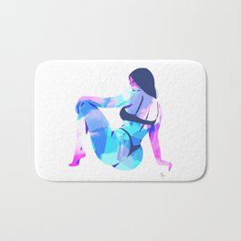 Blue shards Bath Mat | Blue, Underwear, Model, Painting, Abstract, Pink, Pose, Booty, Butt, Purple 