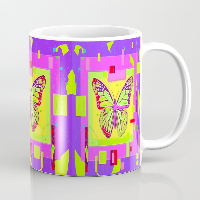 Artistc Colored Fantasy Monarch Butterfly in Lime & Pink Summer Coffee Mug