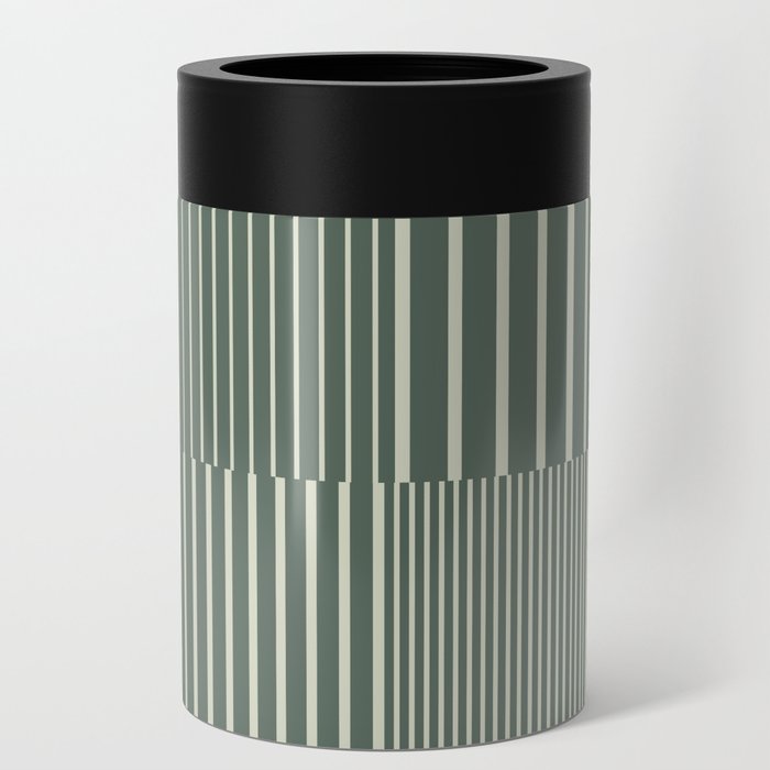 Stripes Pattern and Lines 14 in Sage Green Can Cooler