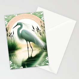 Whispers of Dusk: A Serene Egret Scene Stationery Cards
