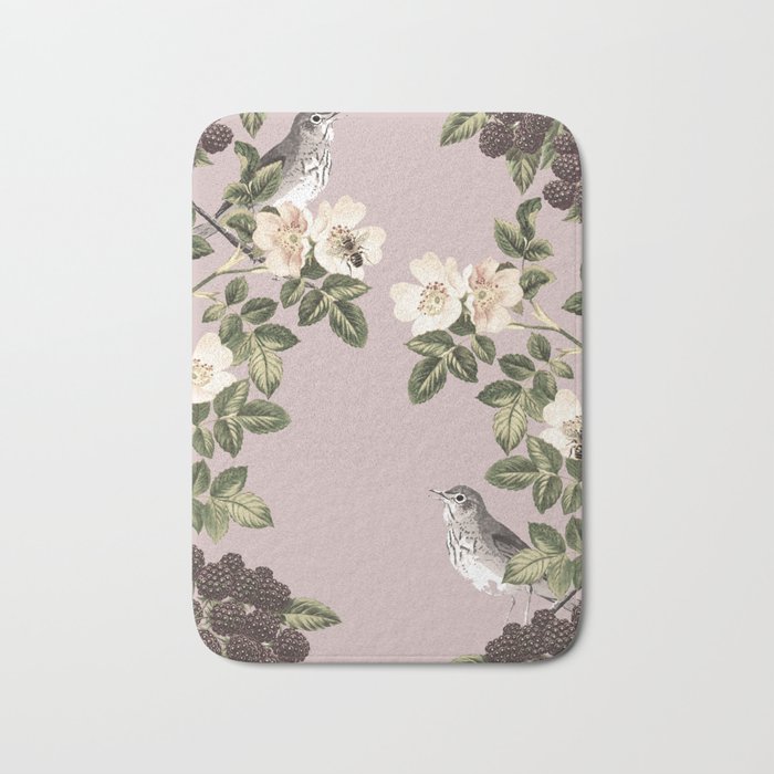 Birds and the Bees Pink Berry Bath Mat
