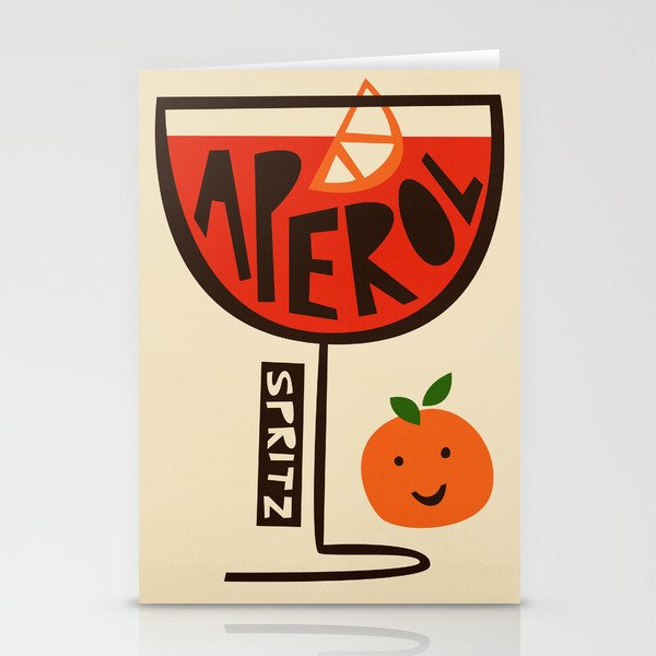 Aperol Spritz Cocktail Print Stationery Cards