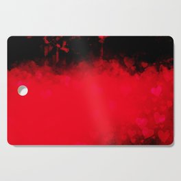 Bright red with many falling hearts Cutting Board