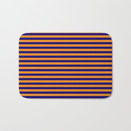 [ Thumbnail: Blue & Dark Orange Colored Lines Pattern Bath Mat ]