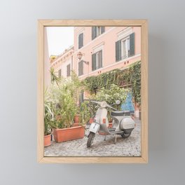 Retro Scooter in Rome | Pastel Color City Street in Italy Photo Art Print | Europe Travel Photography  Framed Mini Art Print