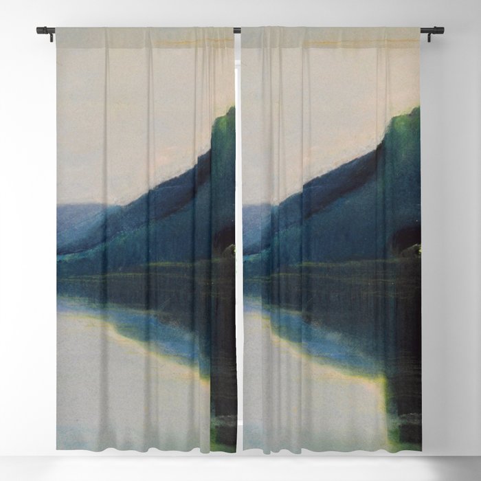 Serenity, Peace, & Quiet of the Early Morning Island landscape by Mikalojus Konstantinas Ciurlionis Blackout Curtain