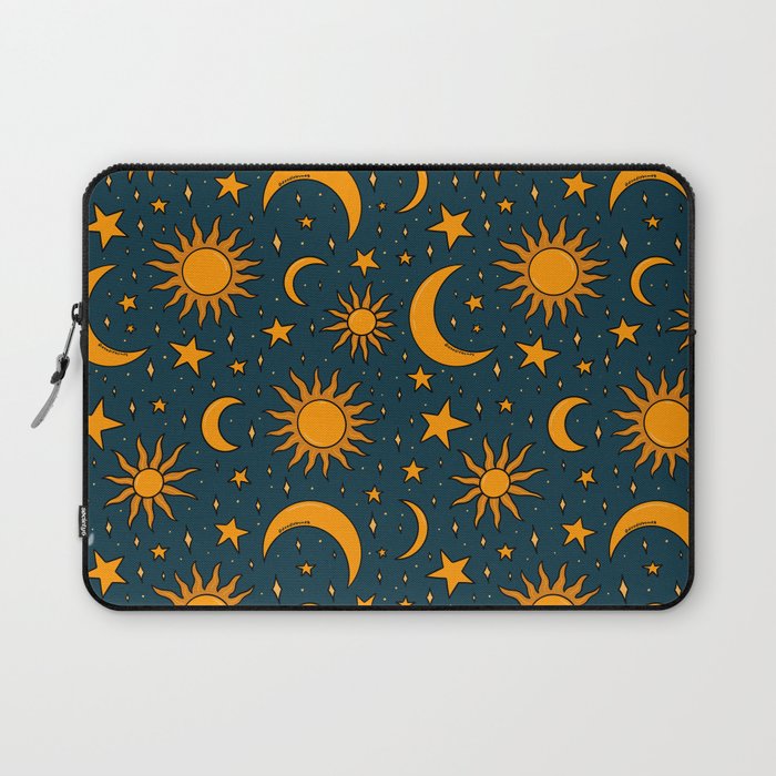 Vintage Sun and Star Print in Navy Laptop Sleeve