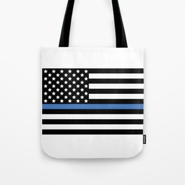 Blue Thin Flag Police Law Enforcement Flag Tote Bag