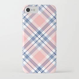 Preppy Aesthetic, Pink and Blue Tartan Plaid iPhone Case