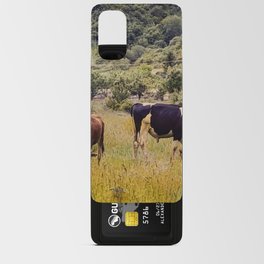 Vintage cottagecore cow pasture in the mountains Android Card Case