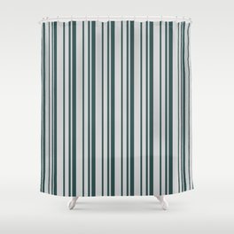 [ Thumbnail: Light Grey & Dark Slate Gray Colored Lines/Stripes Pattern Shower Curtain ]