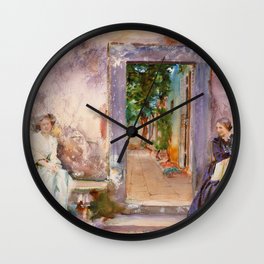 John Singer Sargent "The Garden Wall" Wall Clock | Americanart, Johnsargent, Gardenwall, American, Garden, Impressionism, Painting, Singersargent 