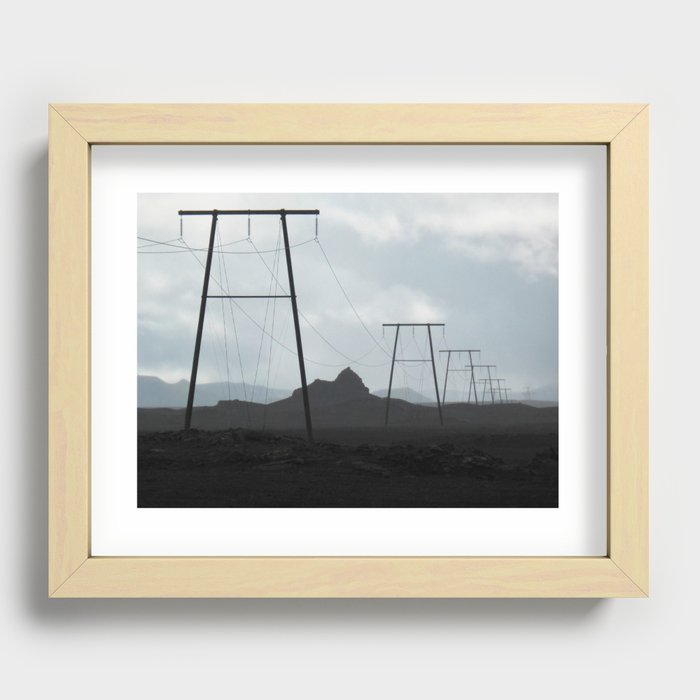 Iceland Electric Pole Recessed Framed Print