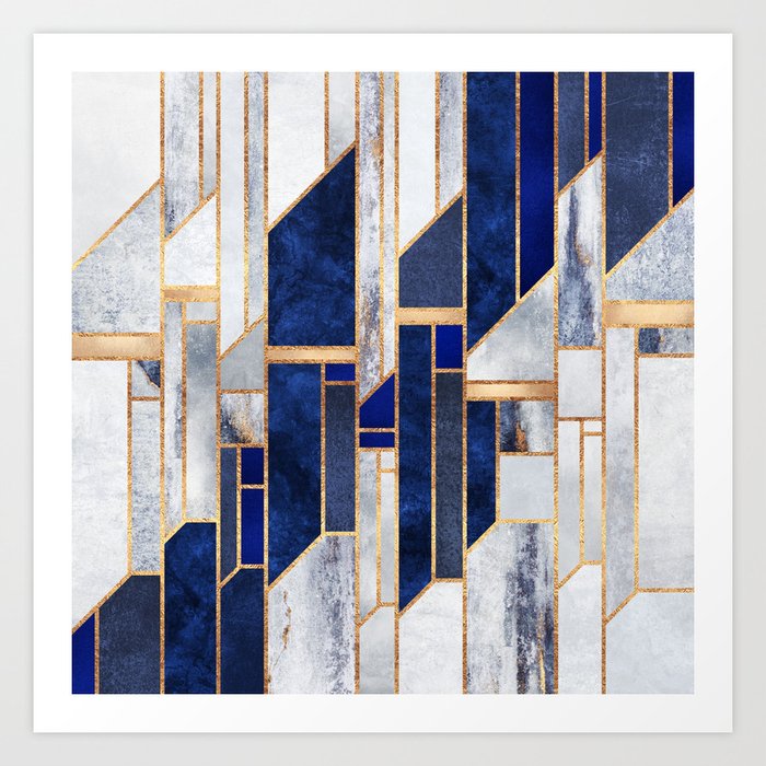 Blue Winter Sky Kunstdrucke | Graphic-design, Digital, Abstrakt, Geometrie, Geometrisch, Modern, Fancy, Elegant, Blau