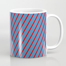 [ Thumbnail: Red and Blue Colored Lines/Stripes Pattern Coffee Mug ]