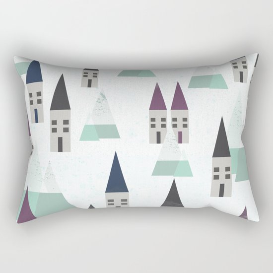 Village on winter Rectangular Pillow