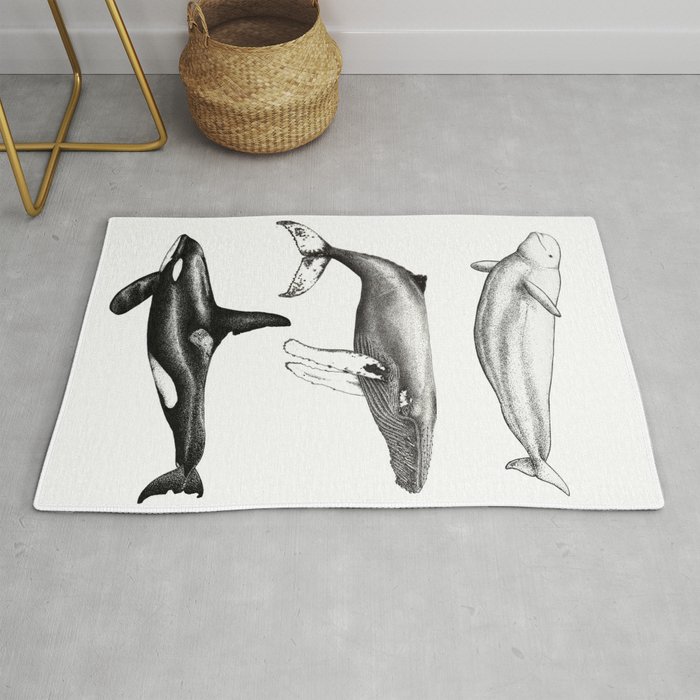 Beluga, humpback whale and orca killer whale Rug