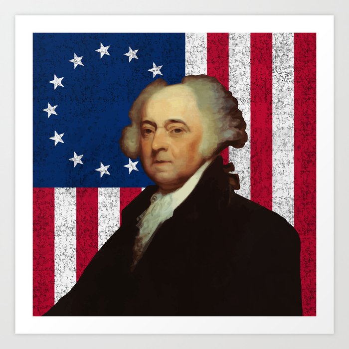 John Adams and The American Flag Art Print