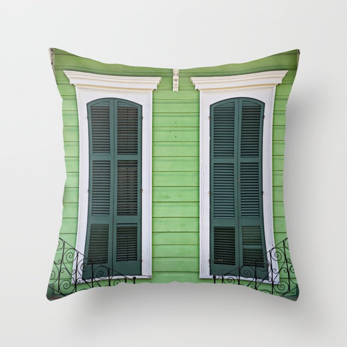 Green Creole Cottage Throw Pillow by briole photography Society6