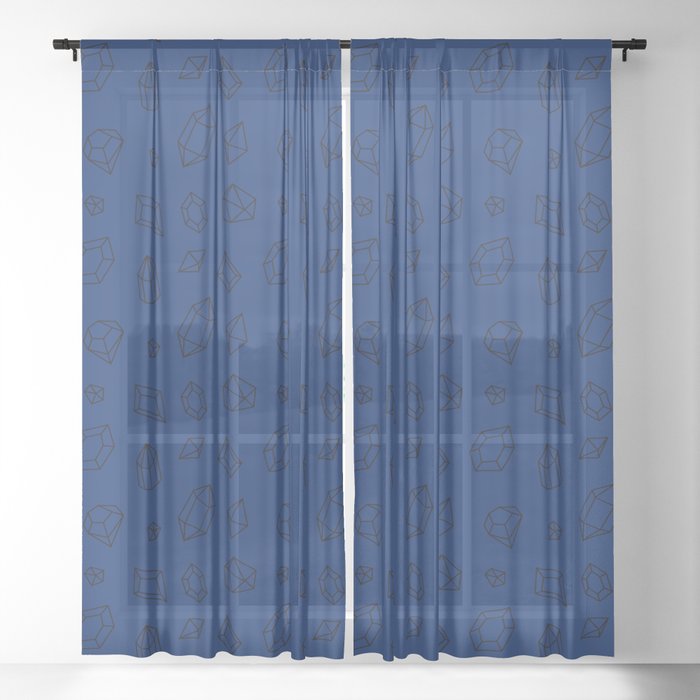 Blue and Black Gems Pattern Sheer Curtain