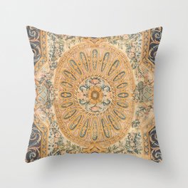 Louvre Fame Carpet // 16th Century Sunflower Yellow Blue Gold Colorful Ornate Accent Rug Pattern Throw Pillow