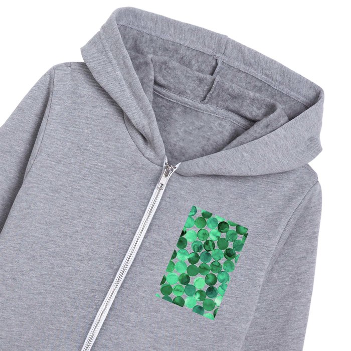 Watercolor Connected Circles - Emerald Green Kids Zip Hoodie