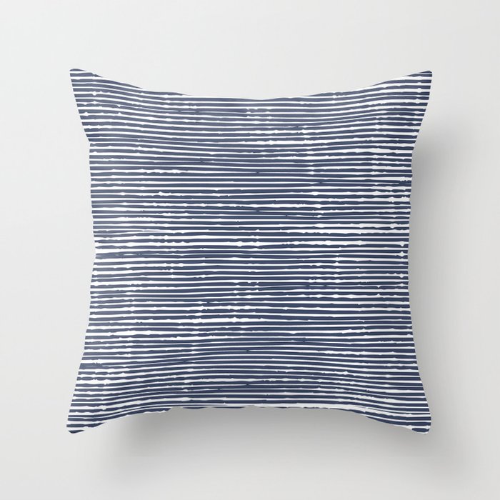 Abstract Stripes Pattern, Indigo, Navy Blue Throw Pillow