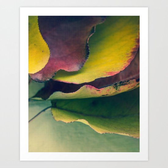 Fall Leaves II - Yellow, Lime Green, Red Purple Art Print