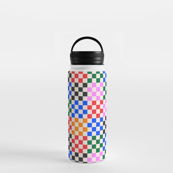 Colorful Checkered Pattern Water Bottle