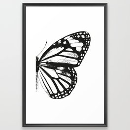 Monarch Butterfly | Right Butterfly Wing | Vintage Butterflies | Black and White | Framed Art Print