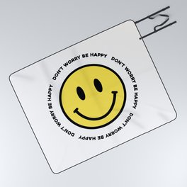 Don't Worry Be Happy Smiley Picnic Blanket