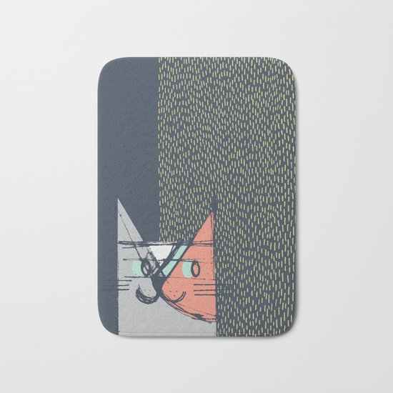 Cubist Cat Study #1 by Friztin Bath Mat