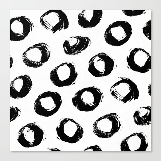 Brushed Dots Black and White Canvas Print