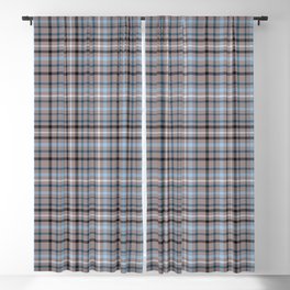 Blue & Brown Checked pattern Blackout Curtain
