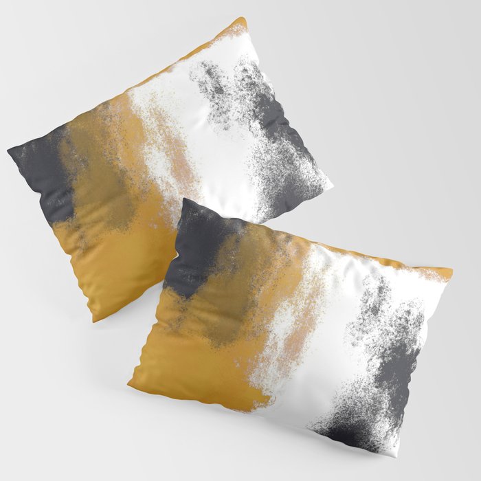 Odessa 3 - Minimal Abstract Painting in Yellow, Black and White Pillow Sham