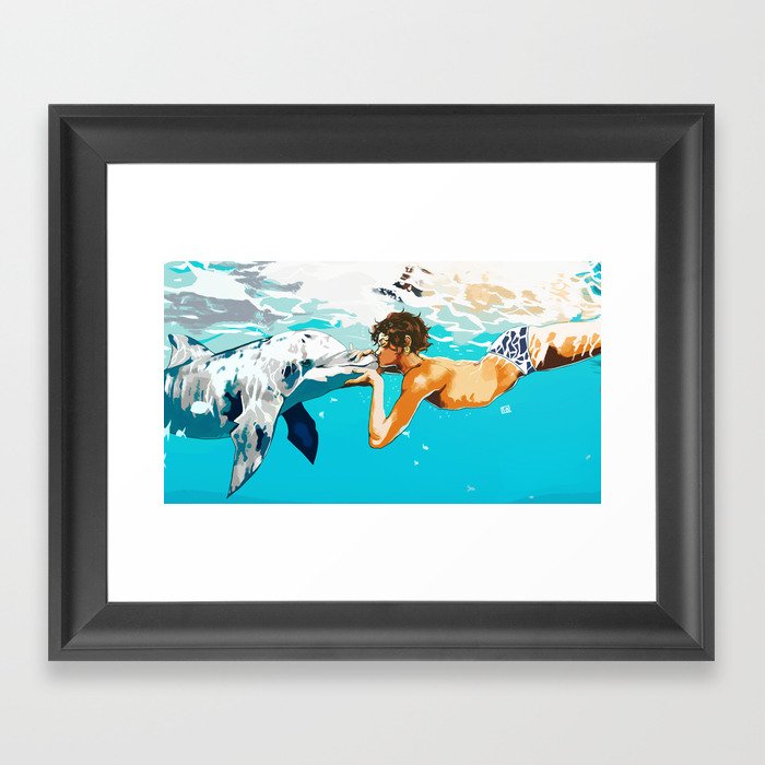 Underwater kiss Framed Art Print