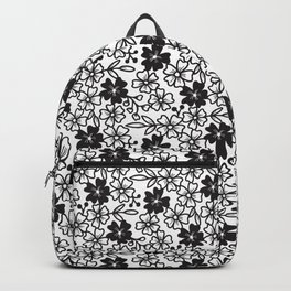 Sakura flower silhouettes in black and white Backpack