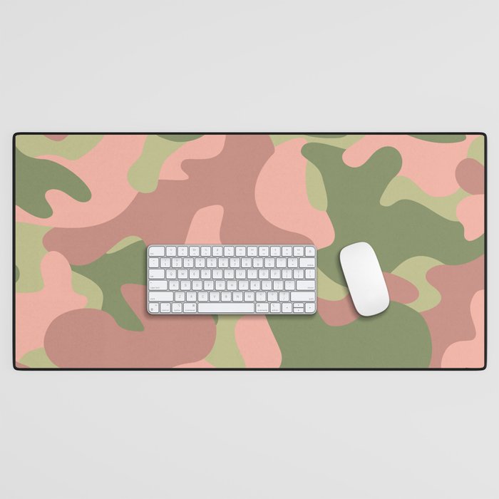 Colorful Camo Pattern Pink Green Camouflage Desk Mat