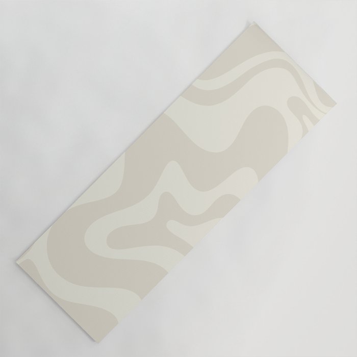 Liquid Swirl Contemporary Abstract Pattern in Barely-There Pale Beige and Light Cream  Yoga Mat