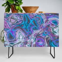 Psychedelic Artwork In Blue And Purple Credenza