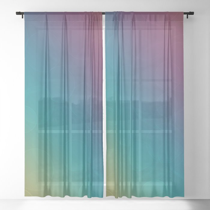 Bohek Bubbles on Rainbow of Color - Ombre multi Colored Spheres Sheer Curtain