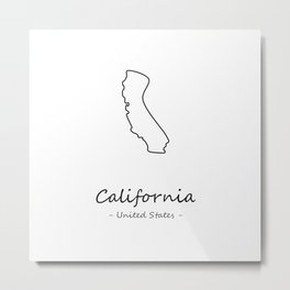 California State Minimal Map, California Map Outline Metal Print | State, One Line Art, Black And White, America, Unitedstates, Minimal, California, Map, Minimalism, Geography 