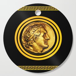 Greek Key and Coin - Black Cutting Board