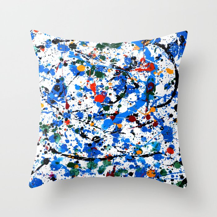 Frenzy in Blue Throw Pillow