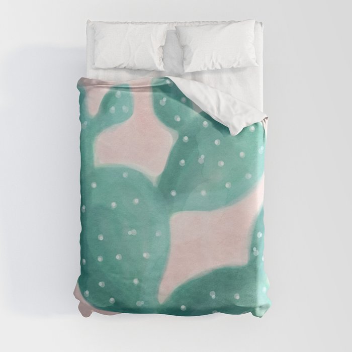 Cactus on pink Duvet Cover