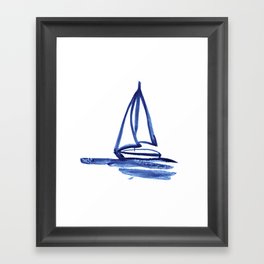 Sailboat in Blue Ink (Second in Set of Three) Framed Art Print