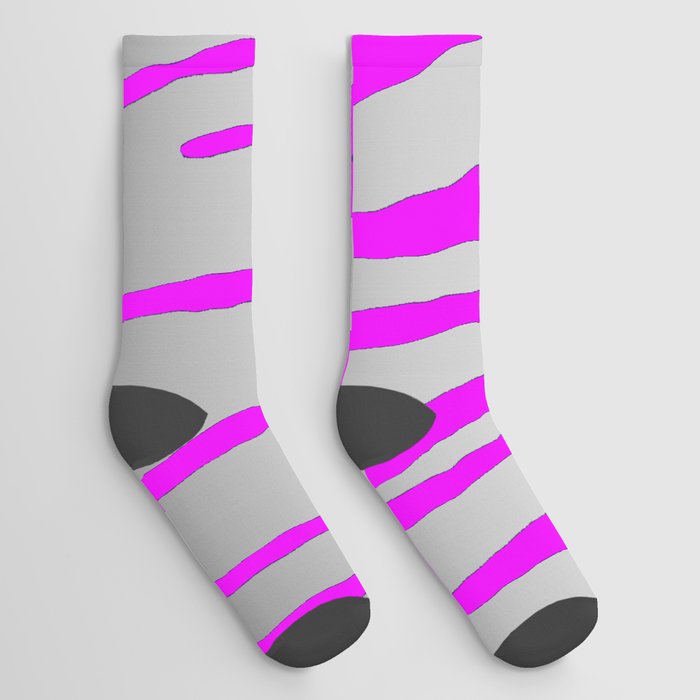 Silver Tiger Stripes Pink Socks