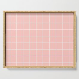 Tasteful Minimalist Pink Grid Serving Tray