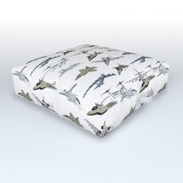 US Military Airplanes Outdoor Floor Cushion