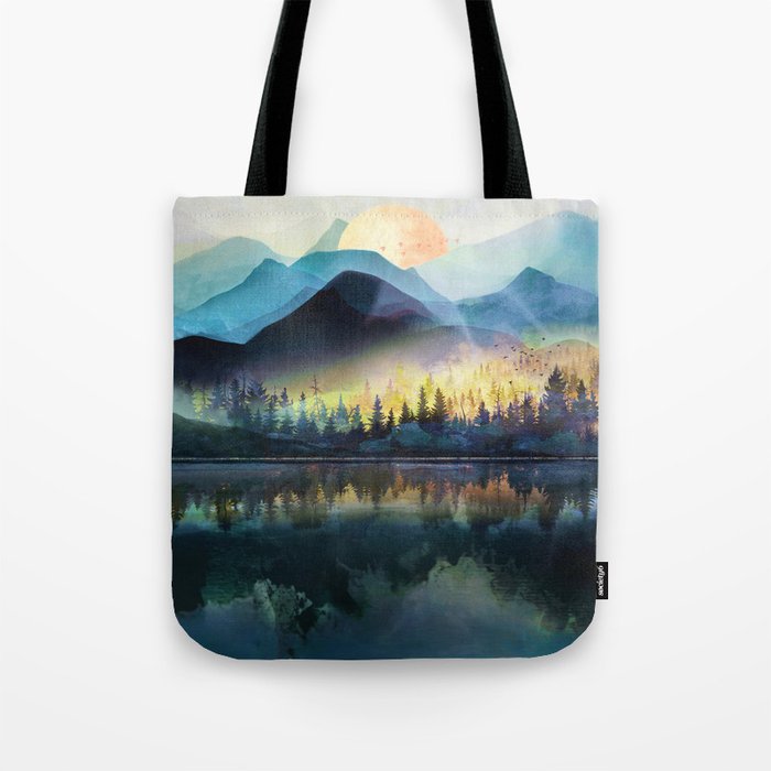 Mountain Lake Under Sunrise Tote Bag